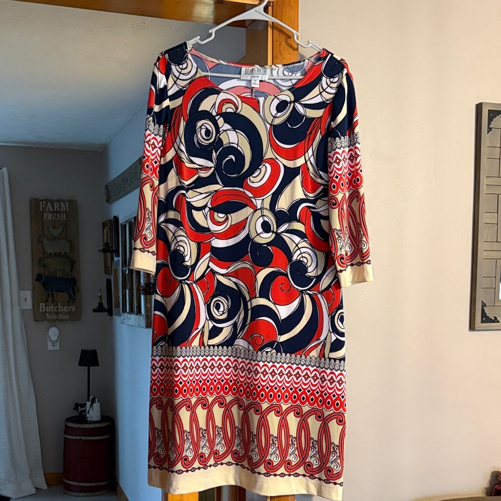 Julian Taylor Red and Blue Swirl Dress